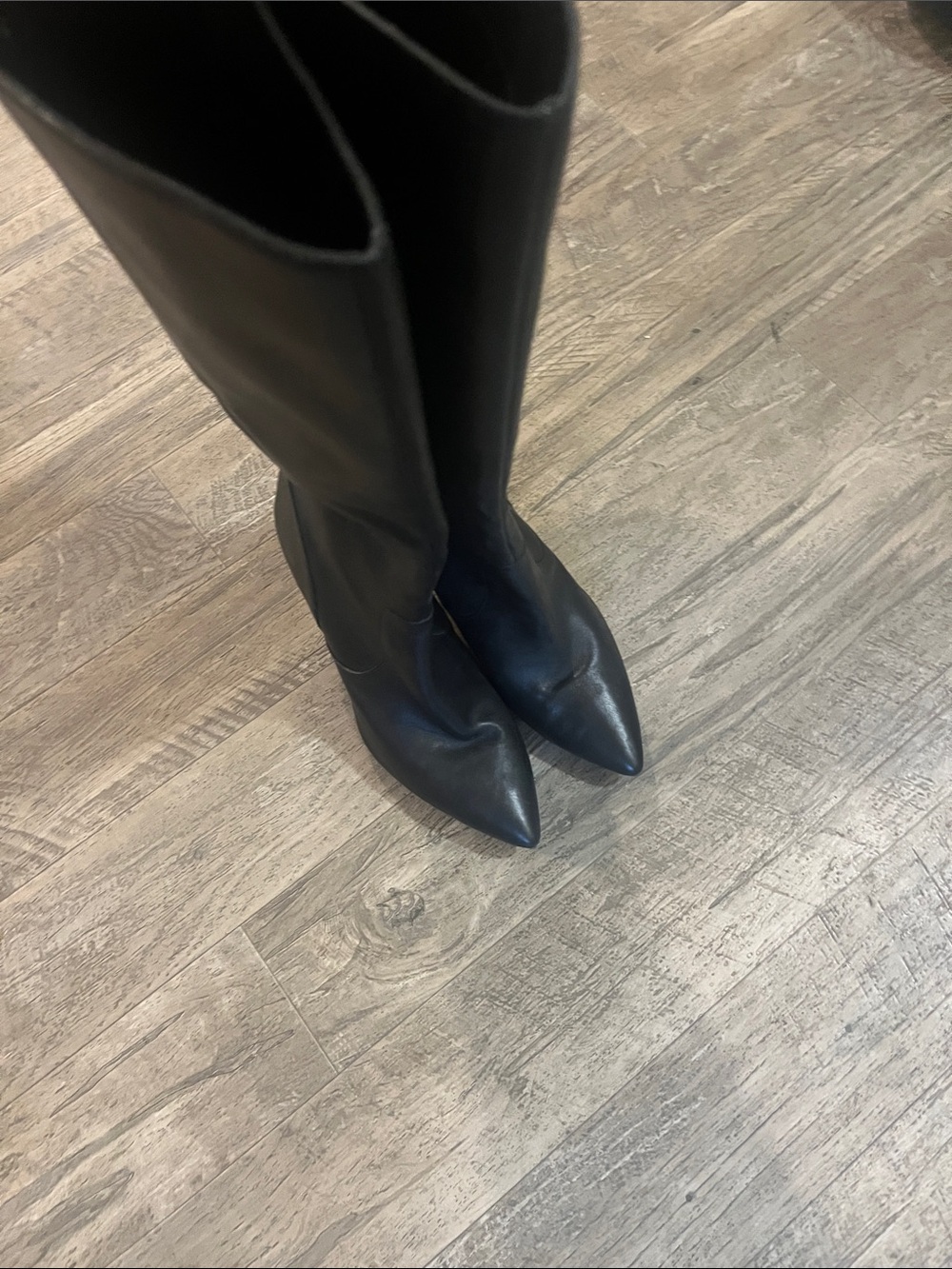 Anne Klein Black Pointed Toe Over-the-Knee Boots